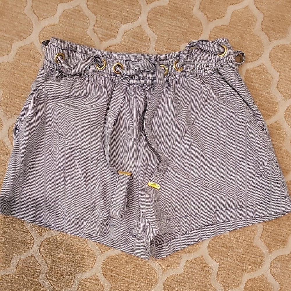 MICHAEL Michael Kors Navy Blue And White Striped Shorts, Size Small